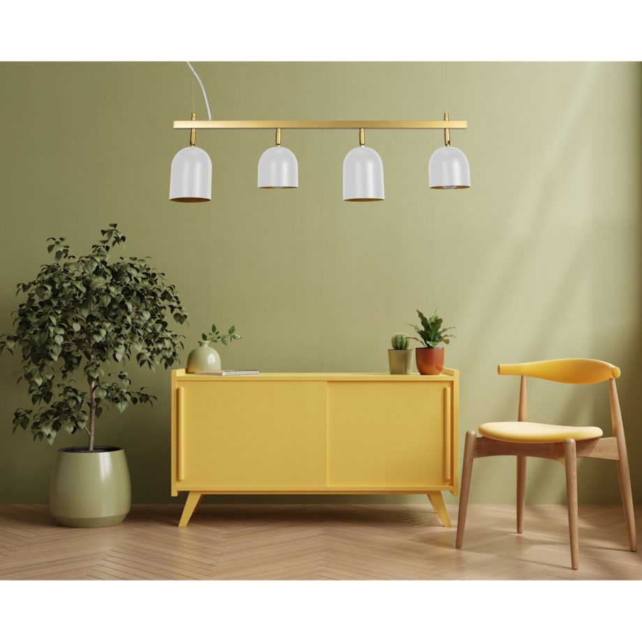 Lampa Sufitowa Wisząca Metalowa Biały White Gold