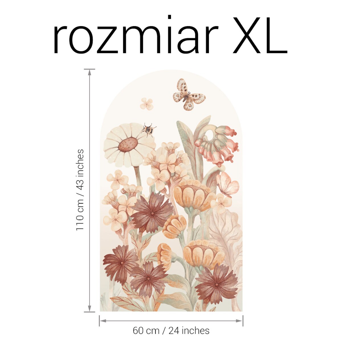 Naklejka na ścianę łuk Kwiaty boho XL