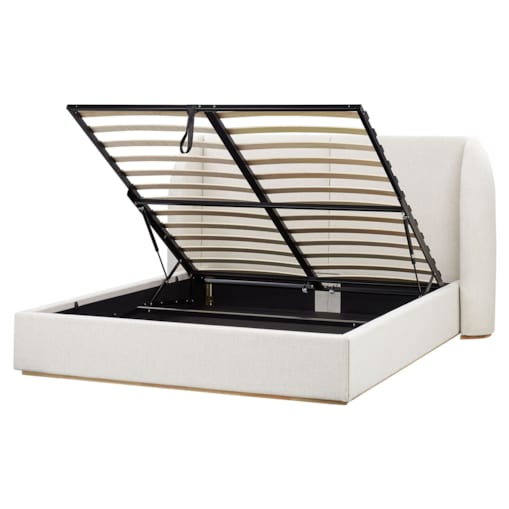 Łóżko z pojemnikiem MONESTIER 160 x 200 cm Złamana biel