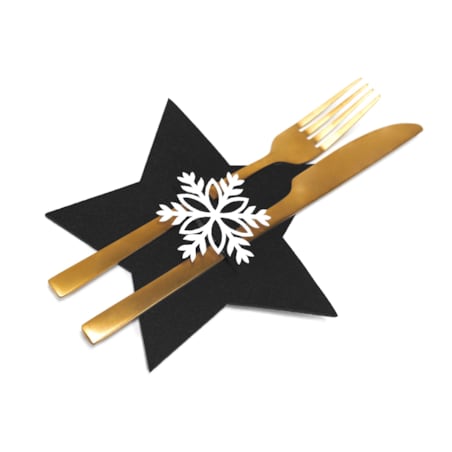 Pokrowiec na sztućce Świateczny 6 szt Gwiazda Czarna