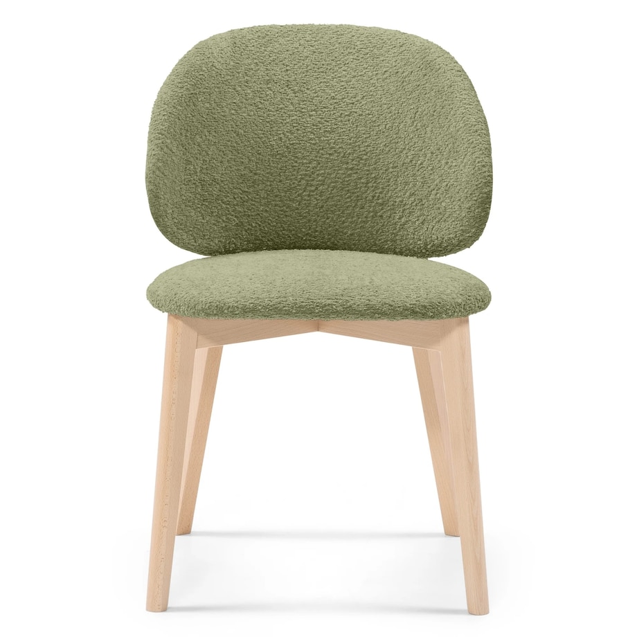 Krzesło SELMA oliwkowozielone/buk/boucle 79x48x48 cm