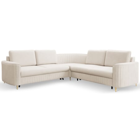 Narożnik z funkcją spania i pojemnikiem na pościel LOREN, kremowy