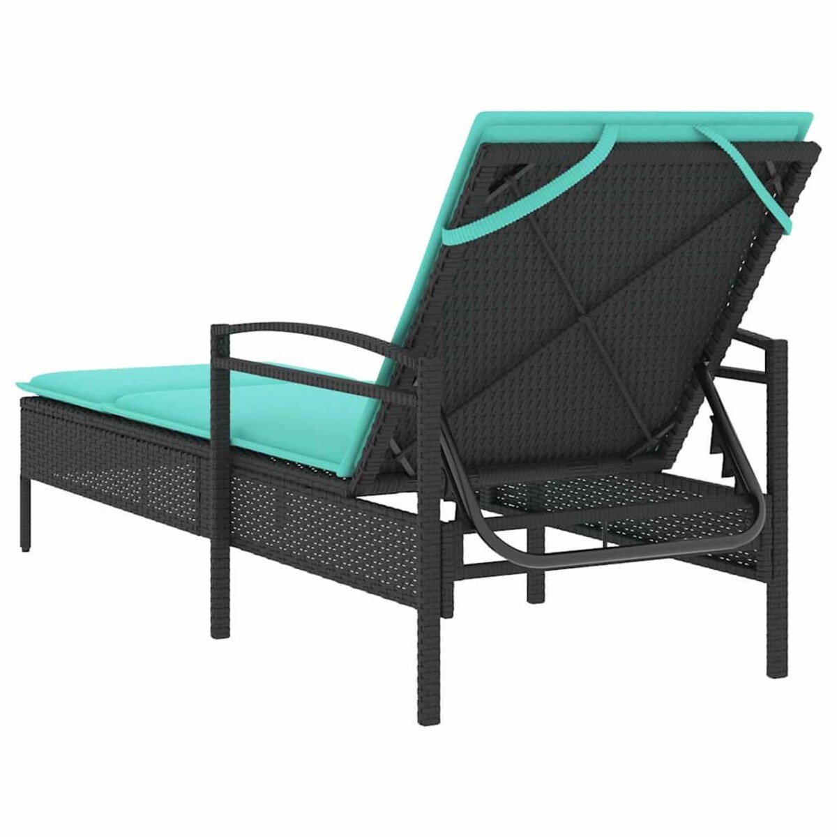 vidaXL Leżak z poduszką czarny 63x200x81 cm polirattan (tylko w USA)