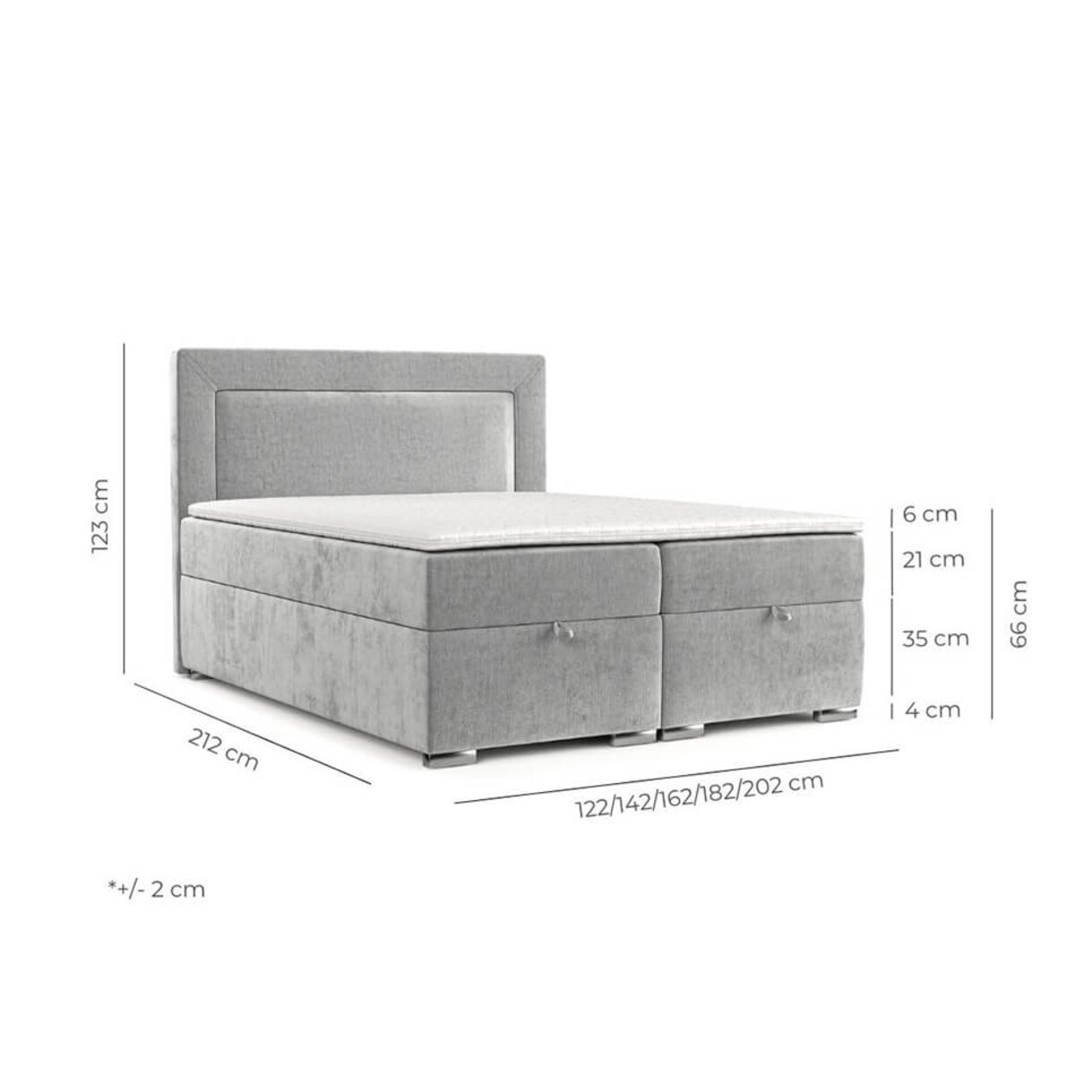 Łóżko kontynentalne LONTANO 180x200 z pojemnikiem, Kremowo-Czarny Melanż, tkanina Coco 80