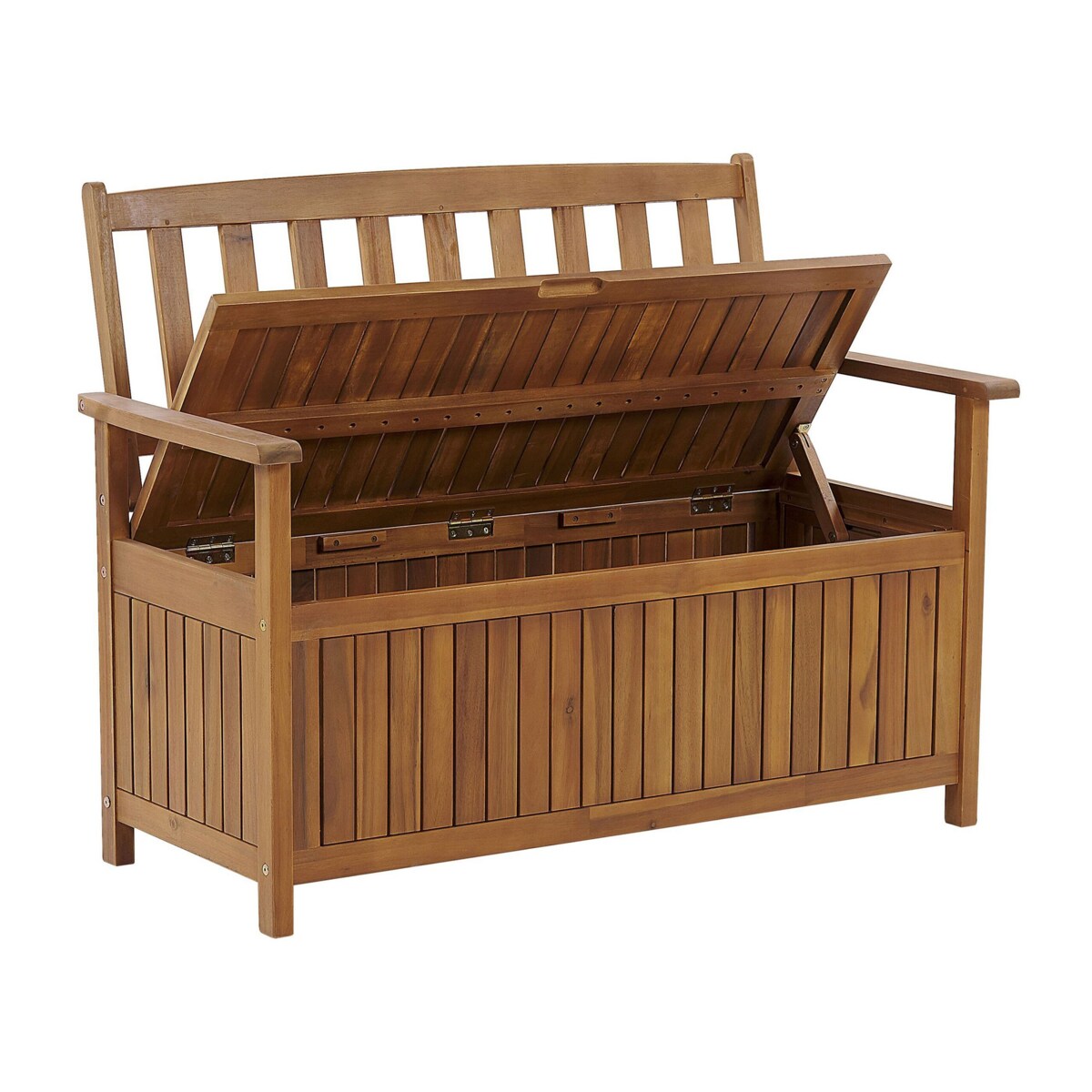 Ławka ogrodowa drewniana 120 cm czerwona poduszka SOVANA