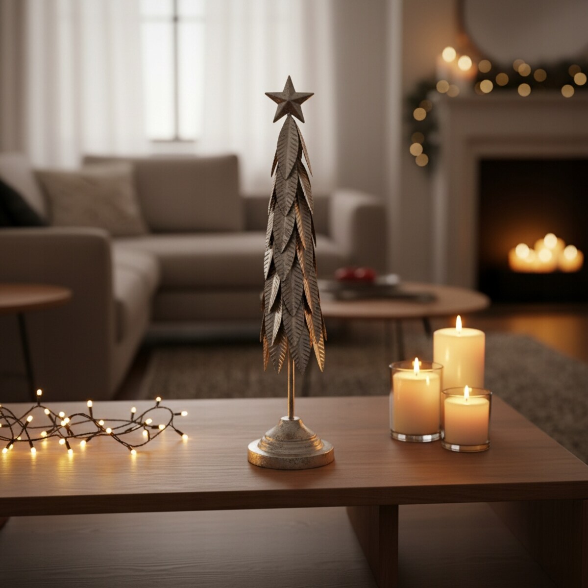 FIGURKA ŚWIĄTECZNA CHOINKA SREBRNA LOFT 48cm NA ŚWIĘTA PREZENT DEKORACJA