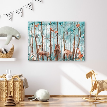 Obraz na płótnie, Leśne zwierzęta jeleń niedźwiedź lis