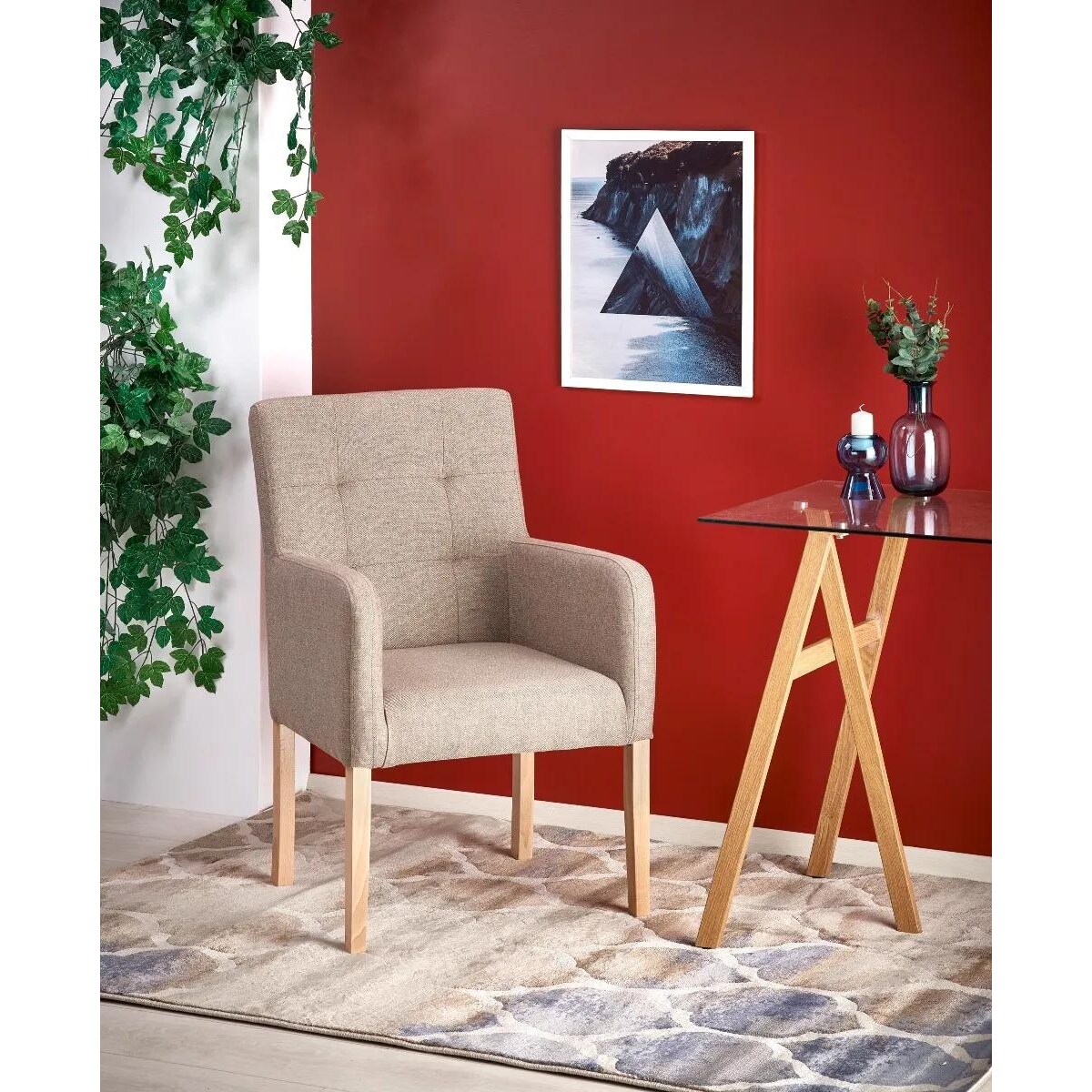 Fotel FILO beżowy/dąb miodowy