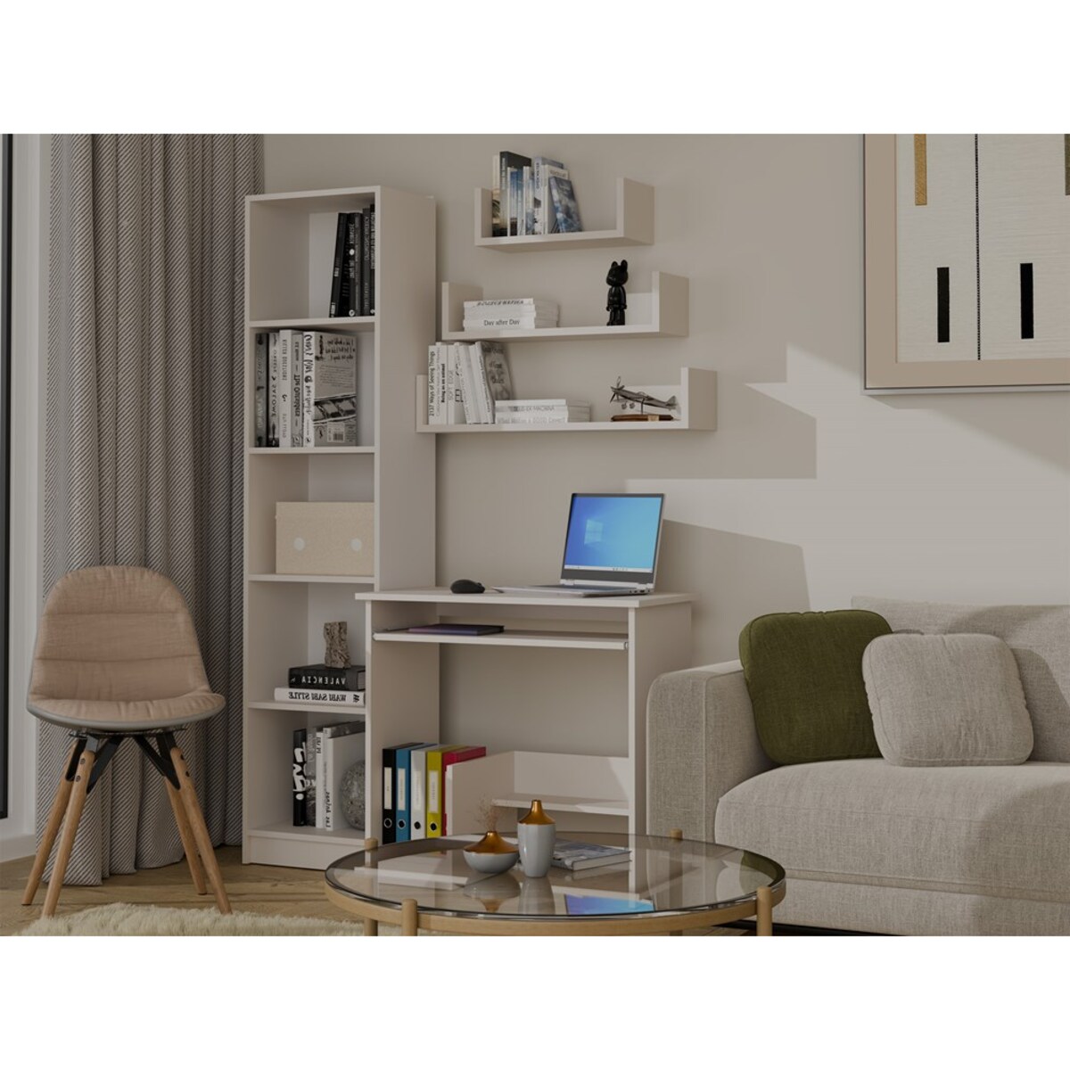 Półka Wisząca Mobi 3P Komplet 3x – Nowoczesne Półki Ścienne Kaszmir Beż