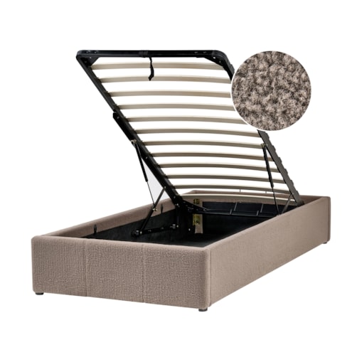 Łóżko z pojemnikiem bez zagłówka Boucle DINAN 90 x 200 cm Beżowoszary
