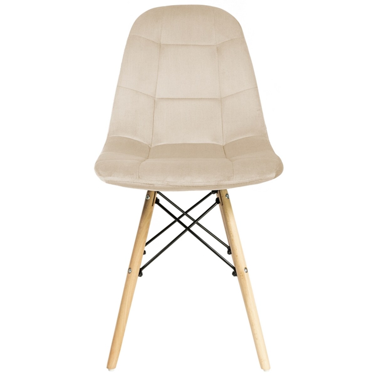 Krzesło tapicerowane do salonu welurowe skandynawskie beżowe