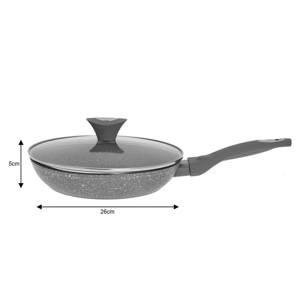 Patelnia granitowa z pokrywką 26cm indukcja gaz KLAUSBERG Marmo Grey