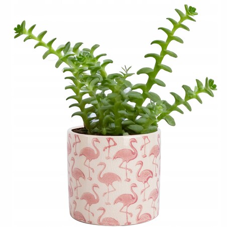 DONICZKA CERAMICZNA FLAMINGI MAŁA 12cm osłonka na parapet kwiaty flaming