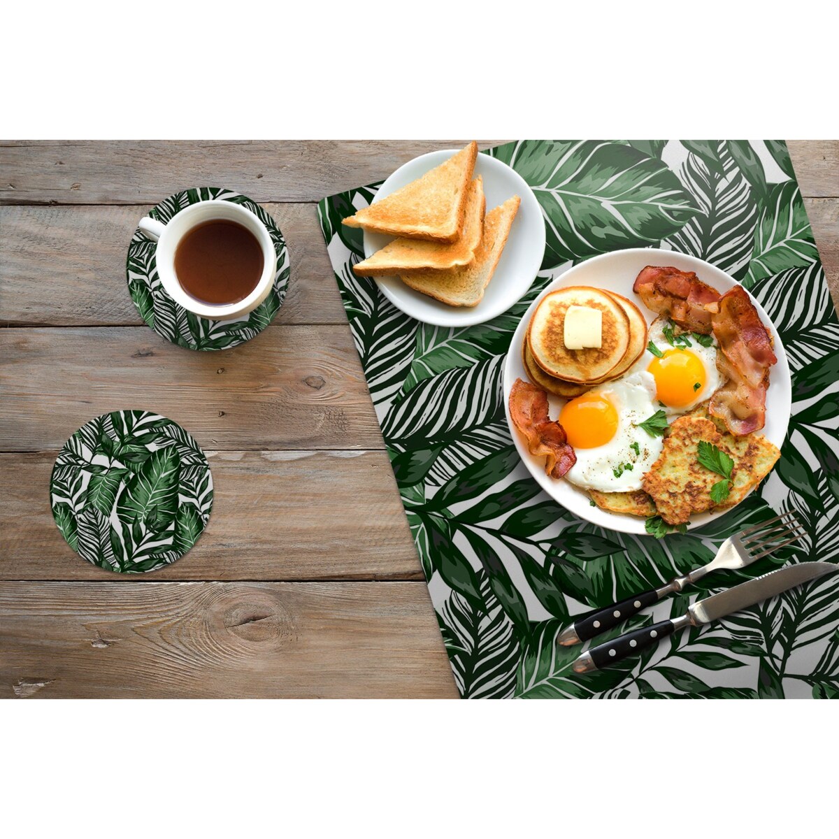 Komplet mat pod talerz Tropikalne liście, 6 szt. 45x30cm