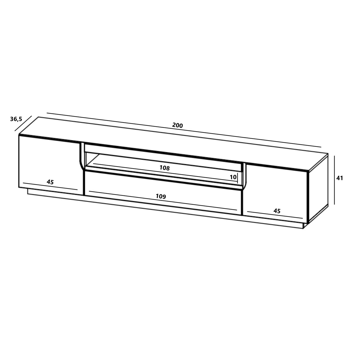 Szafka RTV Loft Industrialna Dąb Artisan Czarny MAT 200 cm