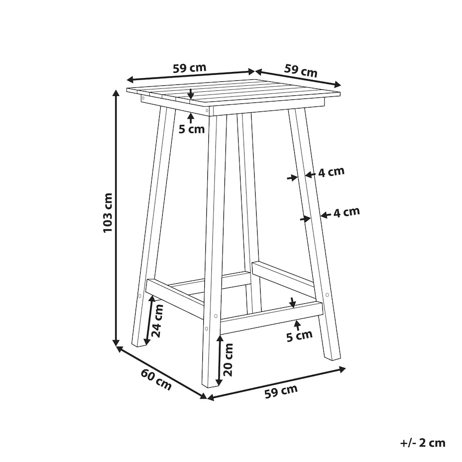 Stolik ogrodowy barowy ADIRONDACK 60 cm 59 cm Materiał syntetyczny Czerwony