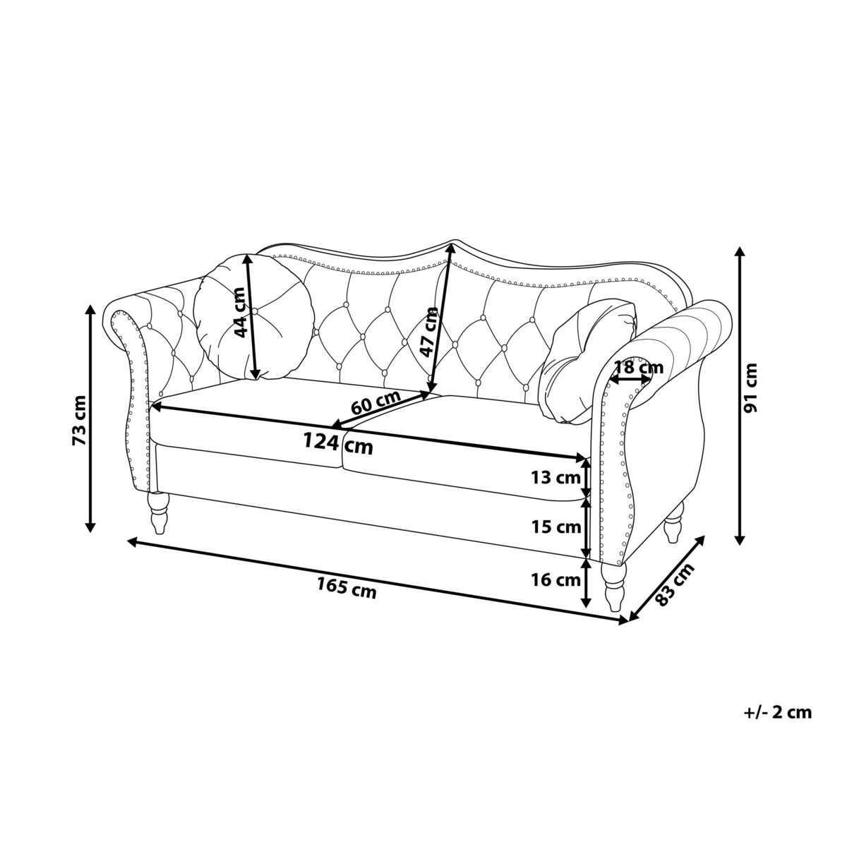 Sofa 2-osobowa welurowa beżowa SKIEN
