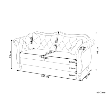 Sofa 2-osobowa welurowa beżowa SKIEN