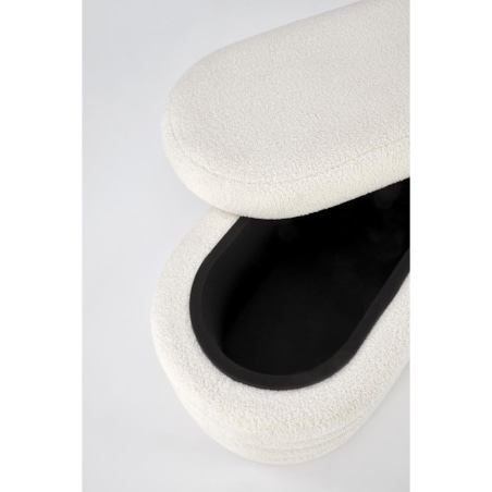 ŁAWKA ZE SCHOWKIEM Lessi kremowa TKANINA BOUCLE owalna