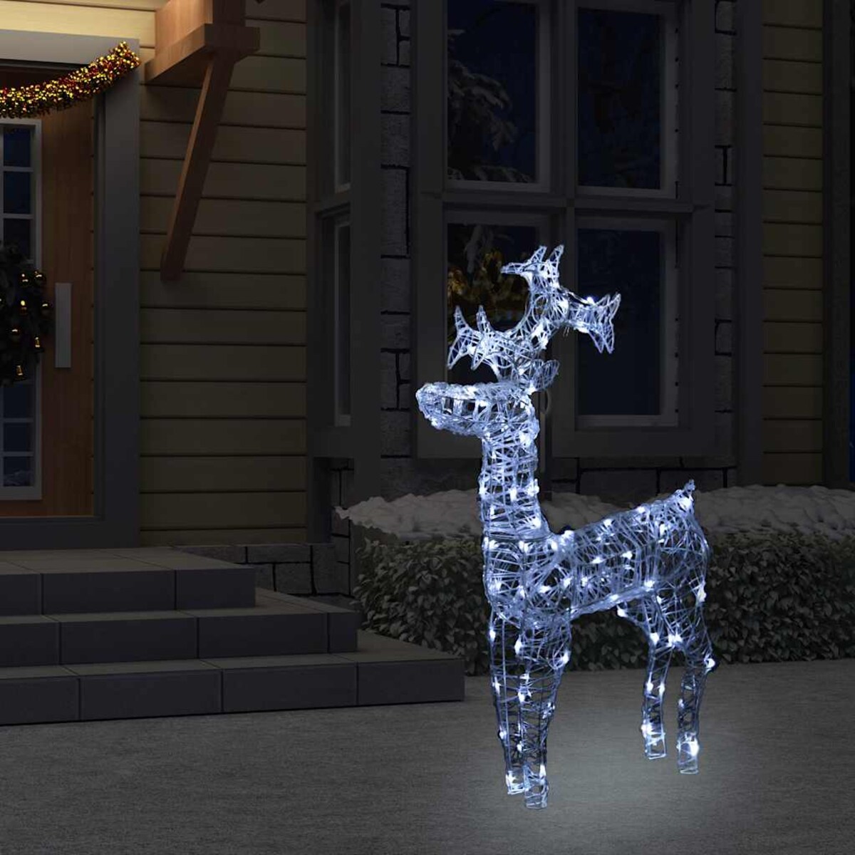 vidaXL Świąteczna dekoracja, renifer, 90 diod LED, 60x16x100 cm, akryl