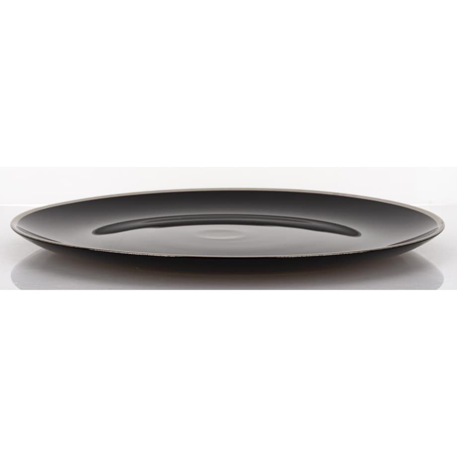 Podstawka dekoracyjna pod talerz, Ø 33x2 cm PULVINAR-4 czarna ze srebrnym obrzeżem