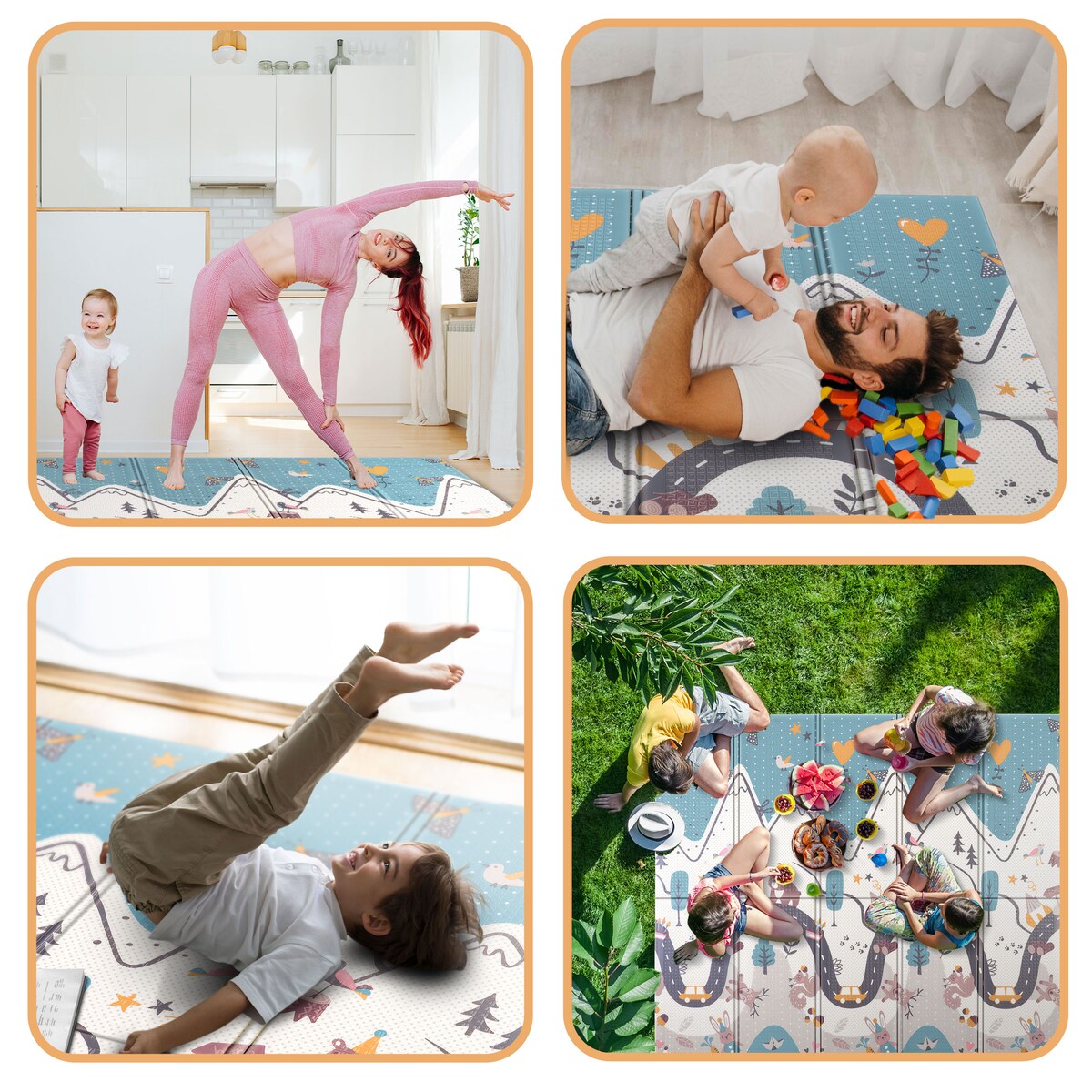 Mata piankowa edukacyjna składana dla dzieci 150x200 pianka xpe Nukido