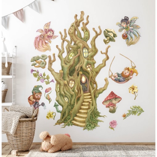 Zestaw naklejek na ścianę, Leśne stworzenia wróżki, 100cm