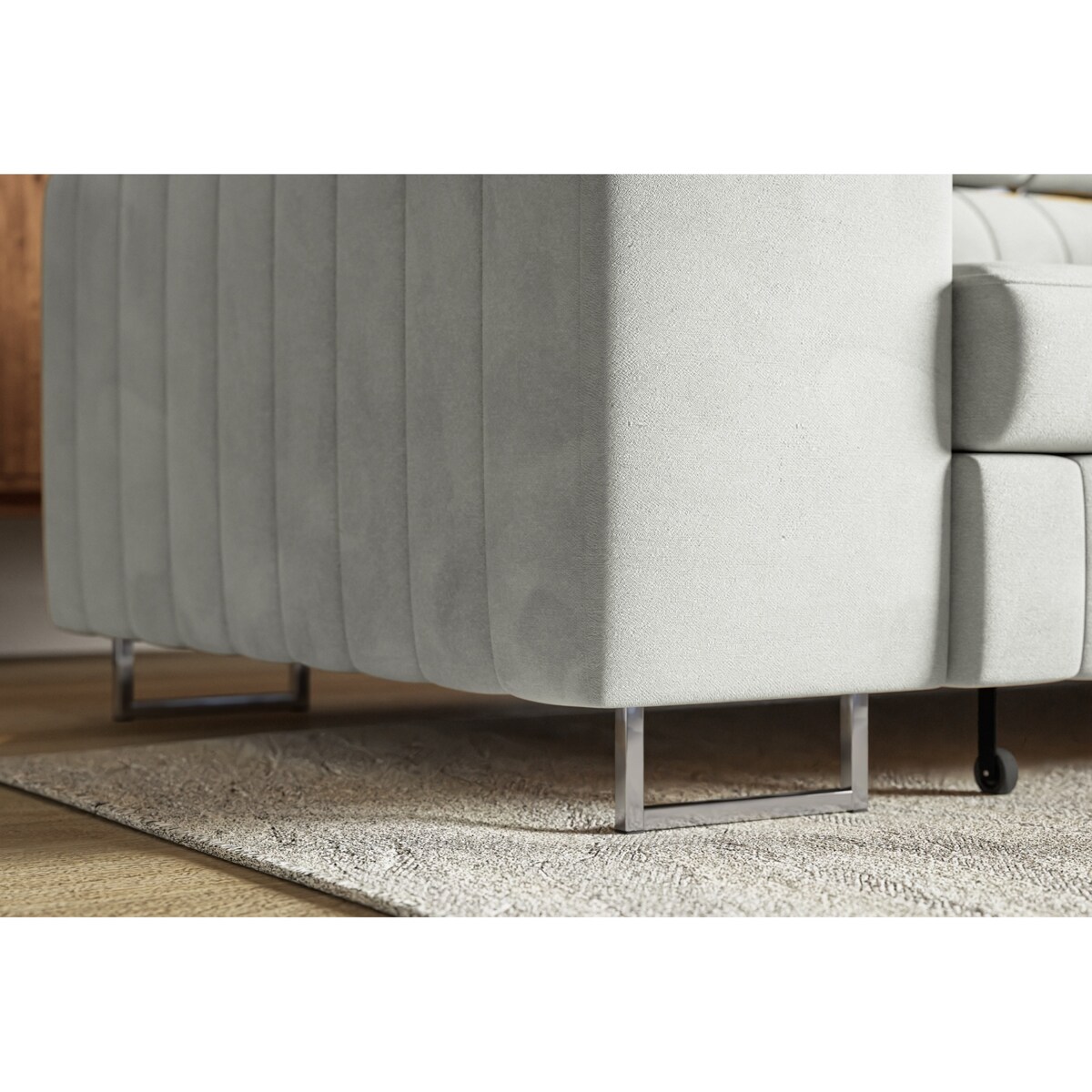 Narożnik NOLA do salonu, lewostronny- tkanina hydrofobowa Matt Velvet szary