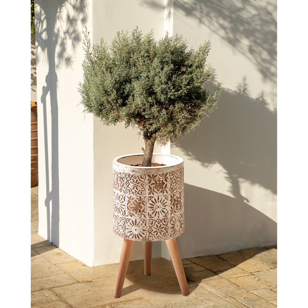 Doniczka na nóżkach KARISTOS Ceramika 36 cm Złamana biel