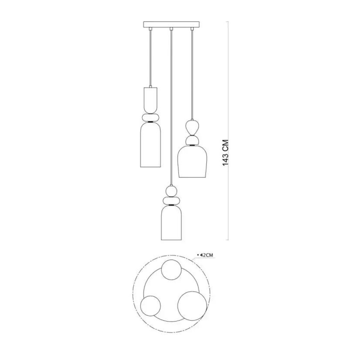 Szklana lampa wisząca Manso PND-37462-3A-MC-GD Italux potrójna multikolor