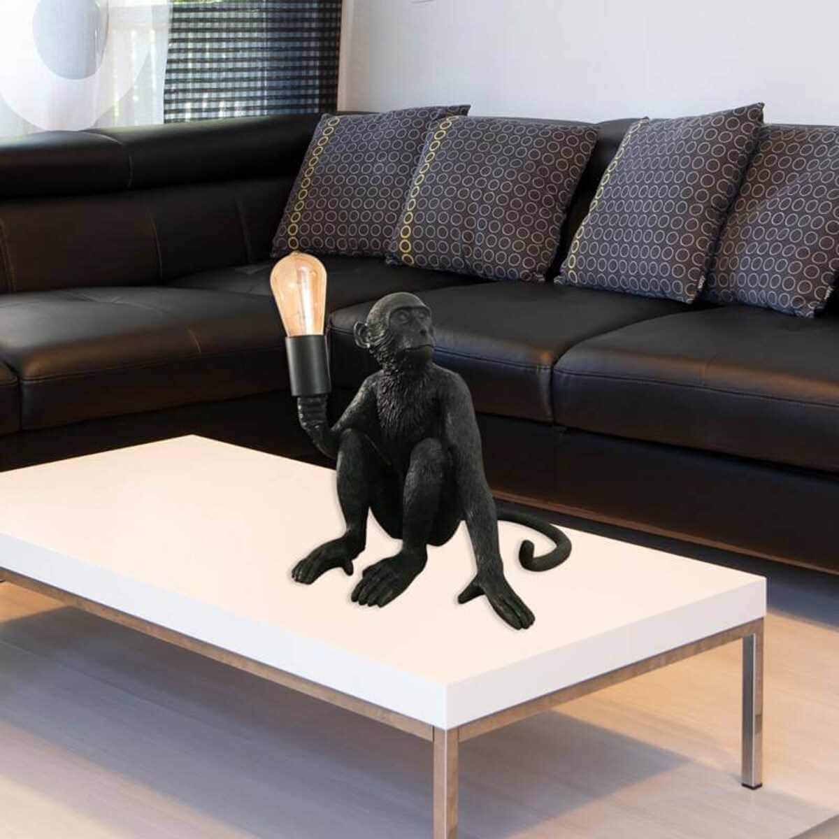 Sypialniana lampka stojąca Monkey ABR-KARD4-C Abruzzo ozdobna małpka czarny