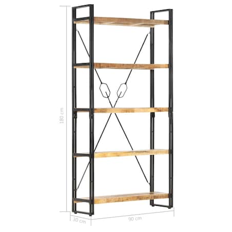 vidaXL 5-poziomowy regał na książki, 90x30x180 cm, lite drewno mango