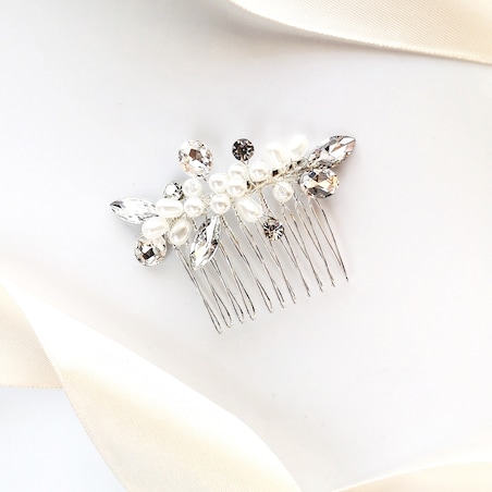 GRZEBYK ślubny srebrny delikatny ozdoba na ślub GLAM