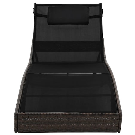 vidaXL Leżak ogrodowy z poduszką, polirattan, brązowy