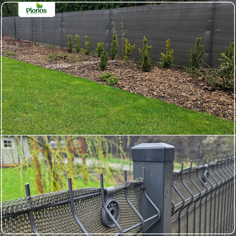 Siatka cieniująca Plonos 1,2x50m maskująca mata na płot ogrodzenie osłona zielona 80% + UV