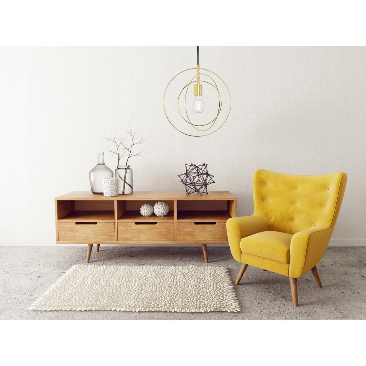 Lampa Sufitowa Metalowa Złote Okręgi Pierścieniowa