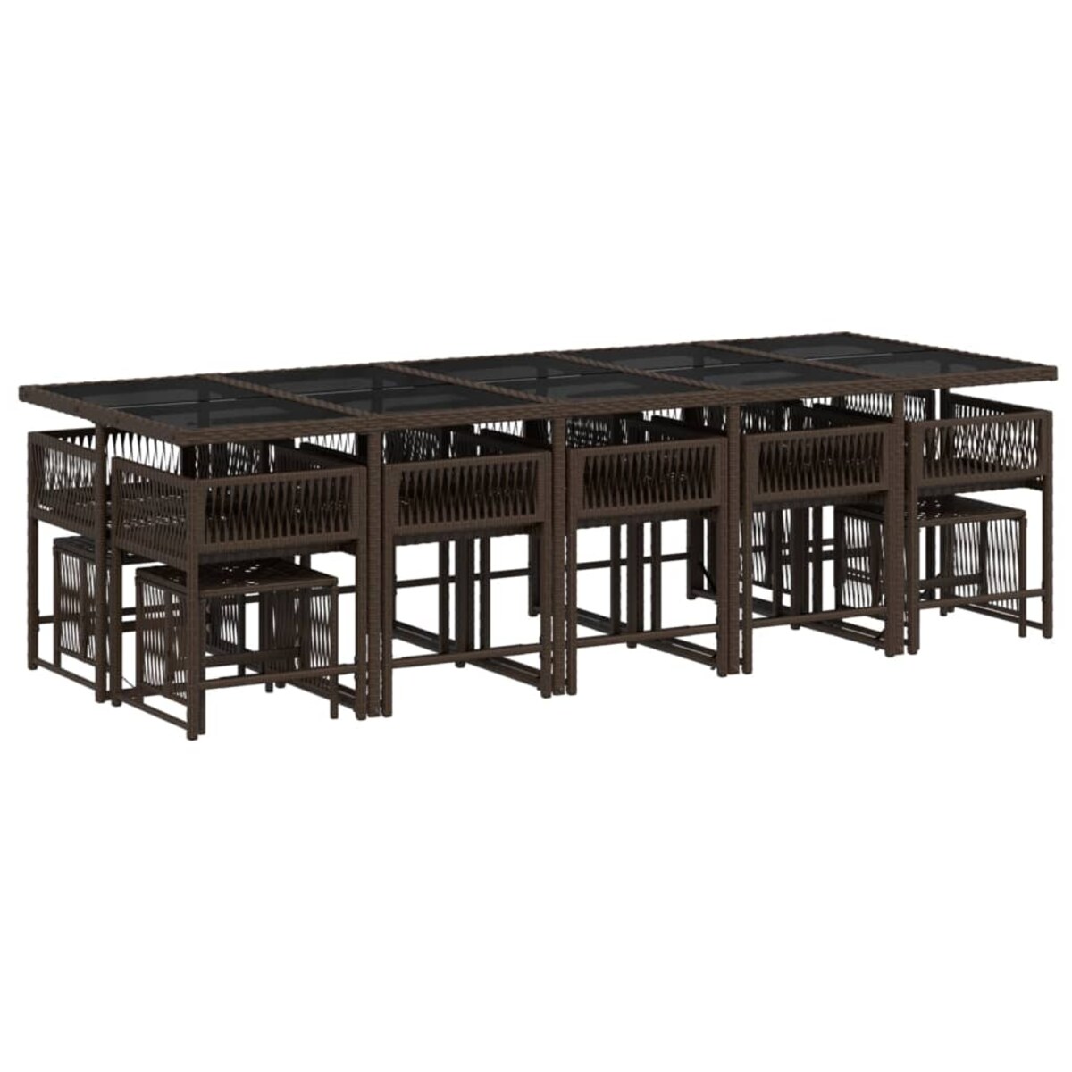 vidaXL 15-cz. zestaw mebli ogrodowych z poduszkami, brązowy, rattan PE