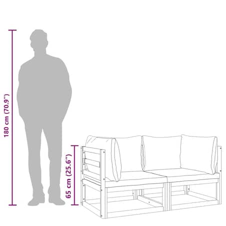 vidaXL Moduł sofy narożnej, 2 szt, z jasnoszarymi poduszkami, akacja