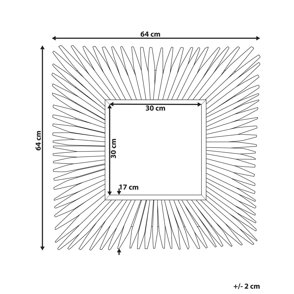 Drewniane lustro ścienne 64 x 64 cm jasne SASABE