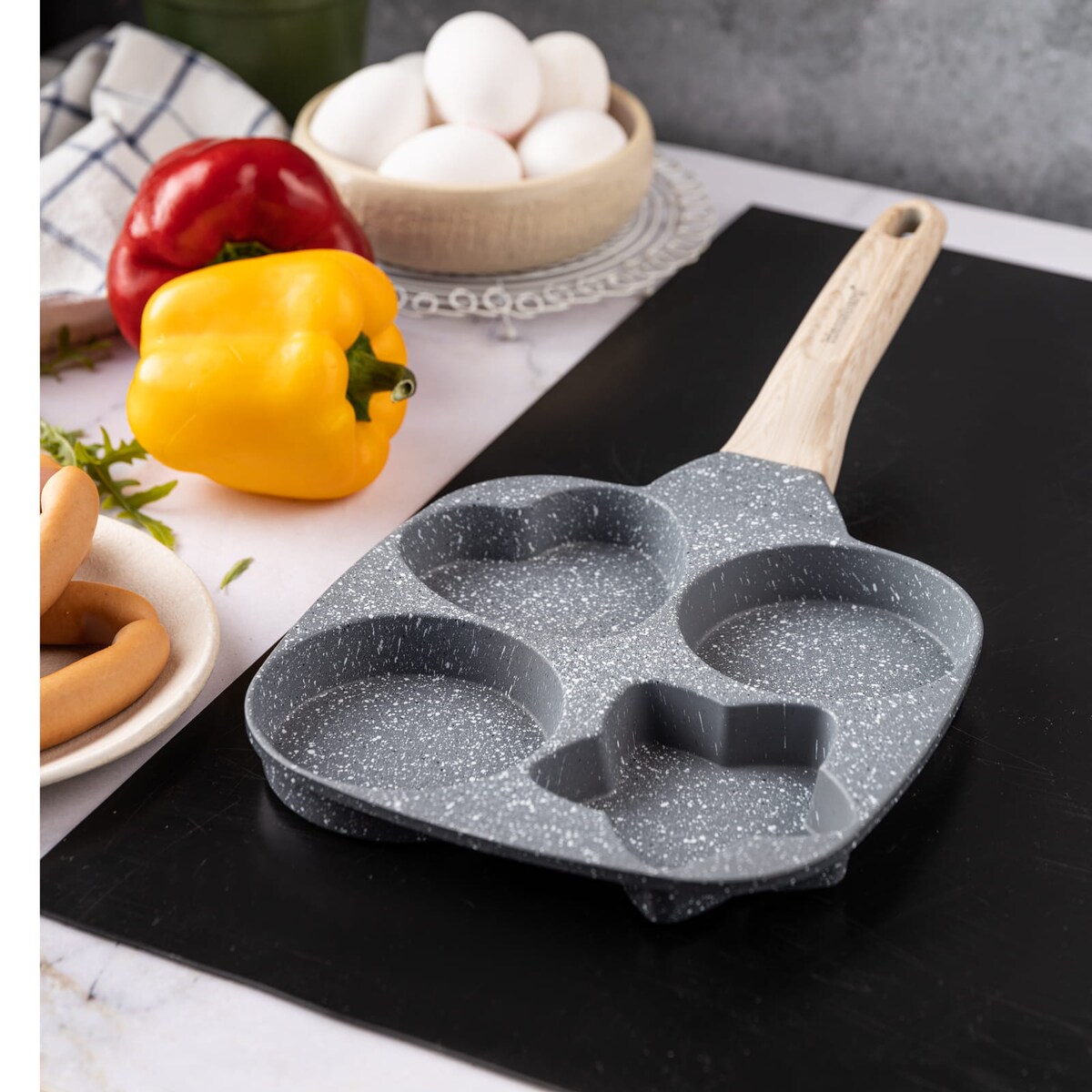 Patelnia marmurkowa 4 w 1 do naleśników jajek placków pancake 18cm SZARA KLAUSBERG