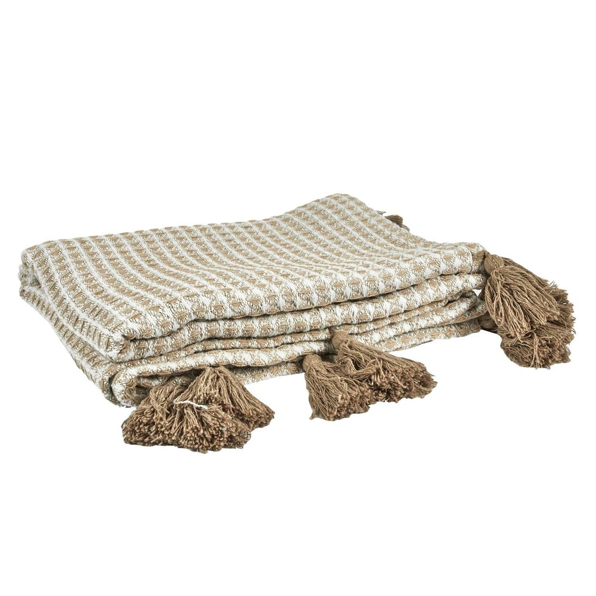 Pled Honeycomb beżowy miękki koc na kanapę lub łóżko do salonu 120x150 cm