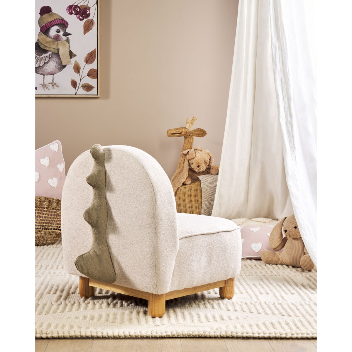 Fotel dziecięcy dinozaur beżowy FABORG