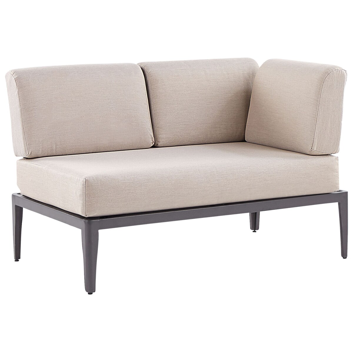 Narożnik ogrodowy ze stolikiem dla 6 osób RIMA III Lewostronny Modułowy Metal Beżowy