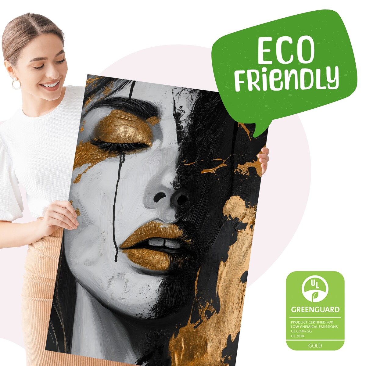 OBRAZ DO SALONU NA PŁÓTNIE KOBIECY PORTRET STYL GLAMOUR ABSTRAKCJA 80x120cm