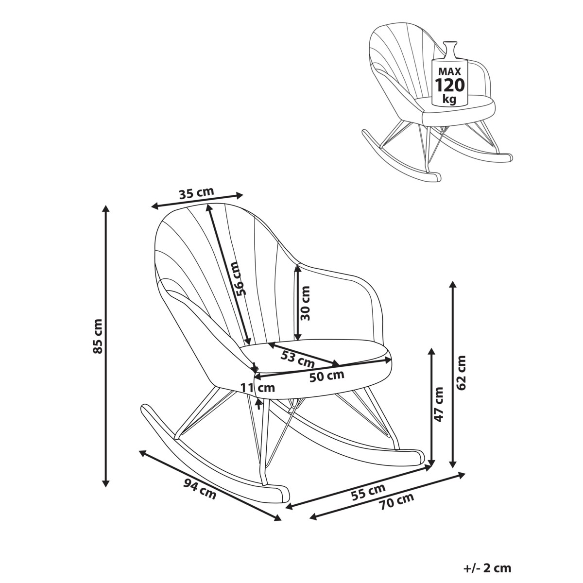 Fotel bujany SKALE Beżowoszary