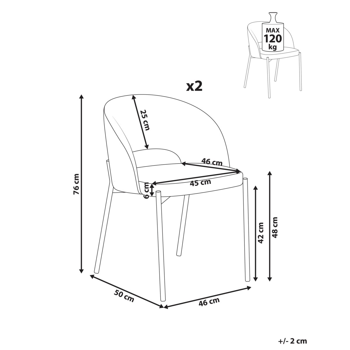 Zestaw 2 krzeseł do jadalni PENNY Ciemnozielony
