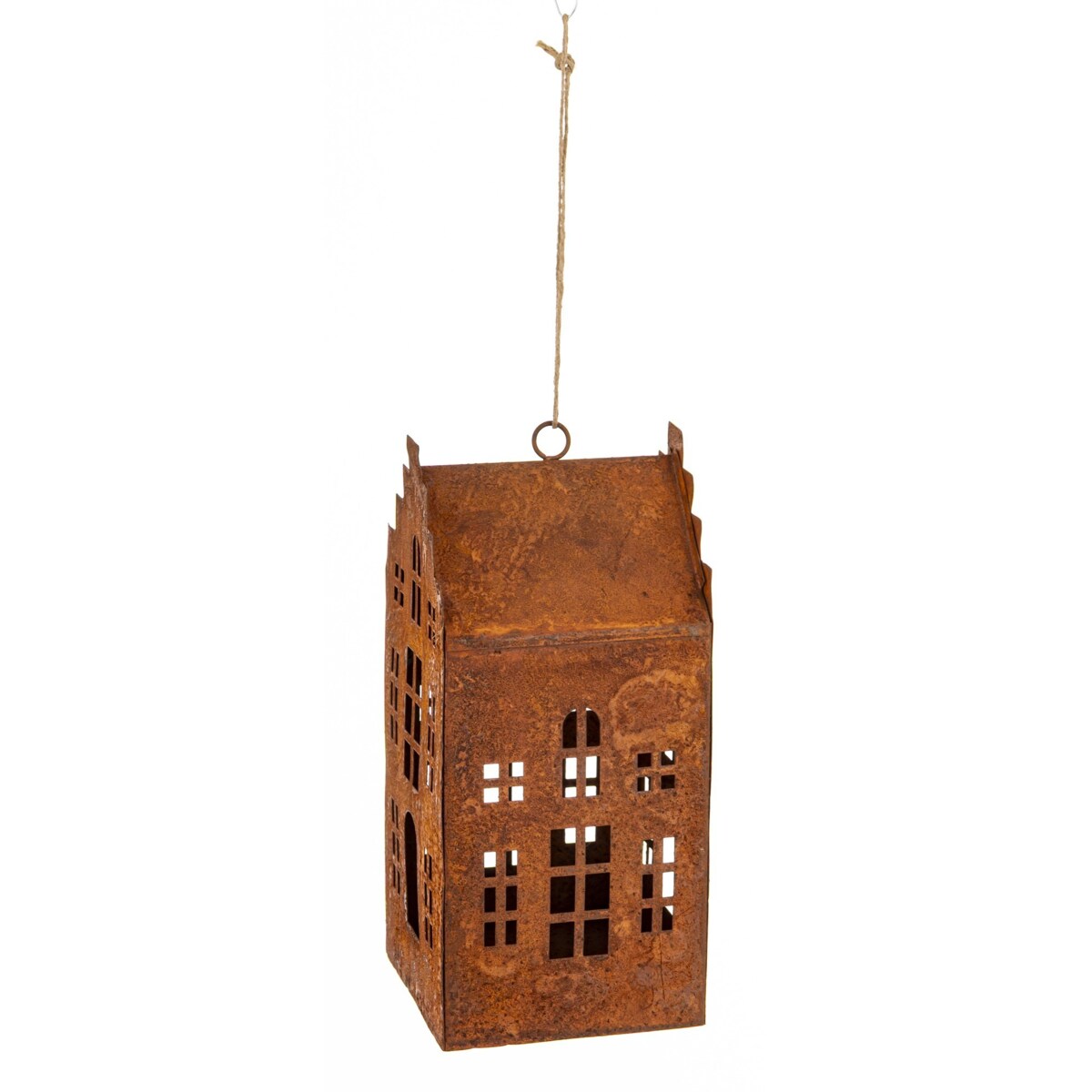 Dekoracja - domek metalowy rdzawy 18,5x8x8,5 cm RUGGINE