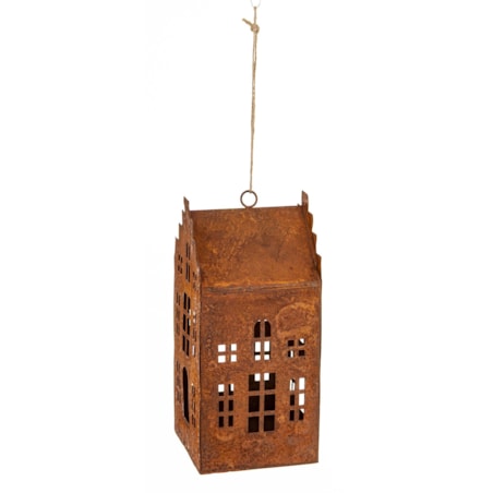 Dekoracja - domek metalowy rdzawy 18,5x8x8,5 cm RUGGINE