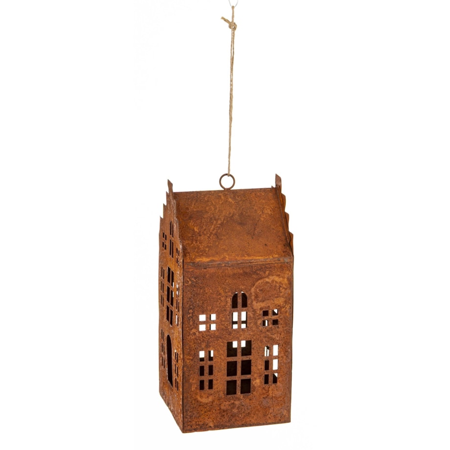 Dekoracja - domek metalowy rdzawy 18,5x8x8,5 cm RUGGINE