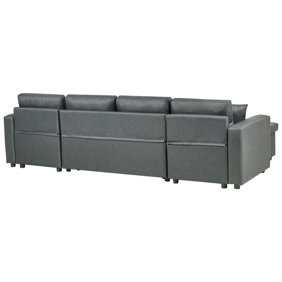 Sofa rozkładana w kształcie U SOMMEN Ciemnoszary ze schowkiem dla 5 osób